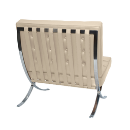 Poltrona Barcelona Base Inox Couro Natural Legitimo:Off-White - 4