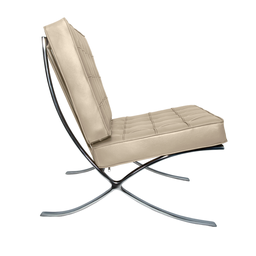 Poltrona Barcelona Base Inox Couro Natural Legitimo:Off-White - 3