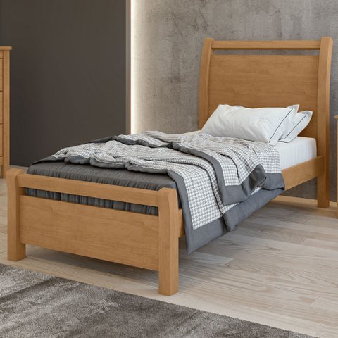 Cama de Solteiro Reali Amêndoa Clean - Móveis Lopas