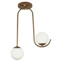 Ver imagem 1 de Luminária Lustre Aro Jabuticaba 2 Globos de Vidro Cobre
