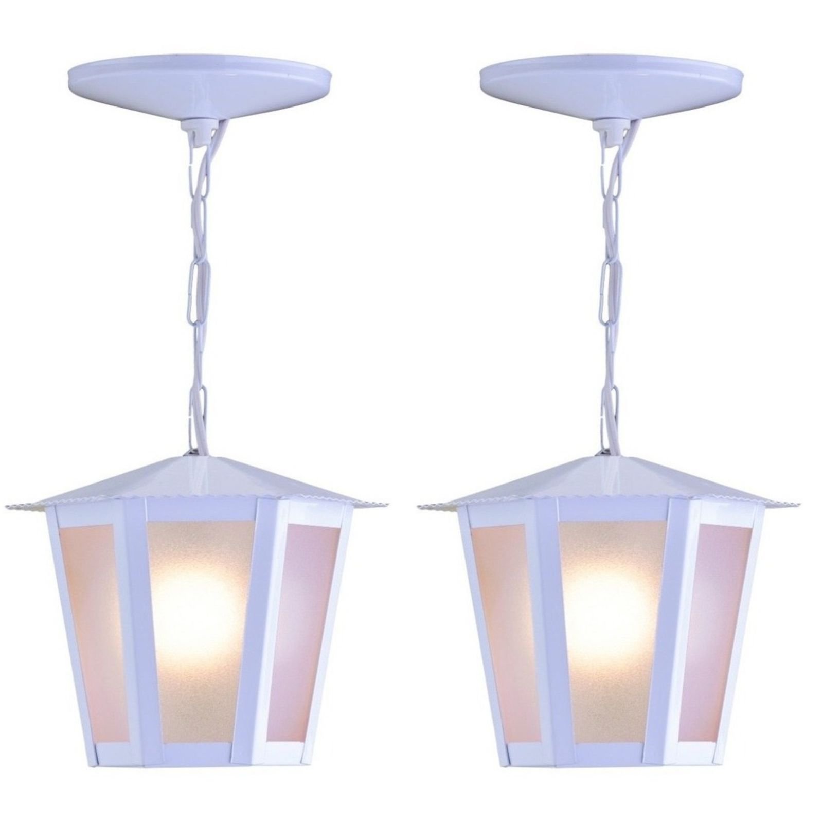 Kit C/ 2 Luminárias Pendente Colonial Sextavado Branco MadeiraMadeira