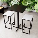 Ver imagem 1 de Conjunto Mesa Alta Bar Bistrô Quadrada Preta 2 Bancos Estofado Don Castro Decor