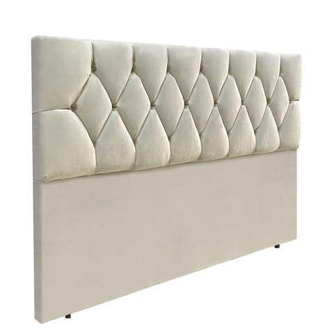 Cabeceira de Cama Estofada Capitonê Luna Essencial Suede Rbl:solteiro Tradicional/bege