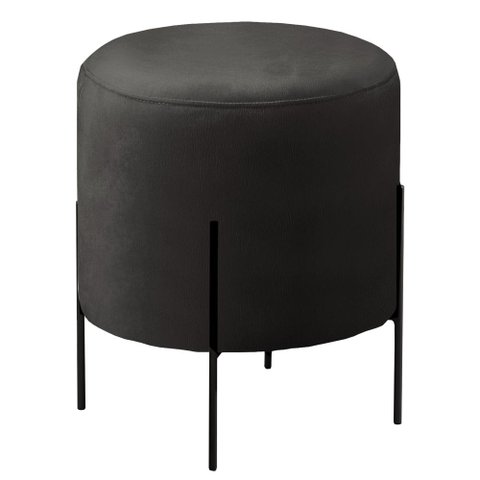 Puff Banqueta Odim Luxo Base Preta Castellar Móbile Corino Preto