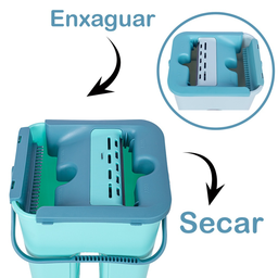 Flat Mop Limp Com Balde Esfregão Rodo Mágico Com Refil Extra:Verde - 7