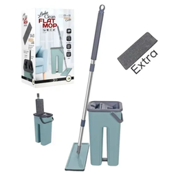 Flat Mop Limp Com Balde Esfregão Rodo Mágico Com Refil Extra:Verde - 2