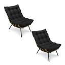 Ver imagem 1 de Kit 2 Poltronas Costela Suede Preto Base Metálica Pallazio