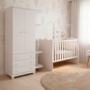 Ver imagem 1 de Quarto de Bebe Infantil Doce Sonho Berço e Guarda Roupas 2 Portas 3 Gavetas Qmovi