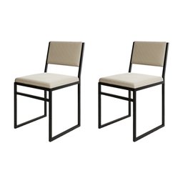 Kit 2 Cadeiras de Jantar Industrial Isa Assento Veludo Bege - 1