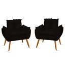 Ver imagem 1 de Kit 02 Poltronas Decorativas Opala Pés Palito - Sala Cor:Preto