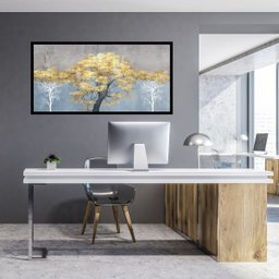 Quadro Decorativo Grande Para Sala Quarto Arvore Dourada:Preto - 2
