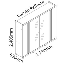 Guarda Roupa 6 Portas Led Absolut Reflecta Off White - Gelius - 3