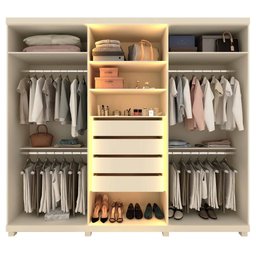 Guarda Roupa 6 Portas Led Absolut Reflecta Off White - Gelius - 4