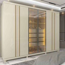 Guarda Roupa 6 Portas Led Absolut Reflecta Off White - Gelius - 1