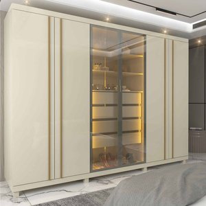 Guarda Roupa 6 Portas Led Absolut Reflecta Off White - Gelius