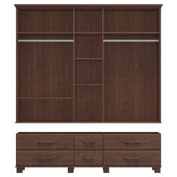 Guarda-roupa Bipartido 5 Portas 6 Gavetas Ouro Café Madeira Pinus - Finestra - 4 Guarda-roupa Bipartido 5 Portas 6 Gavetas Ouro Café Madeira Pinus - Finestra - 4