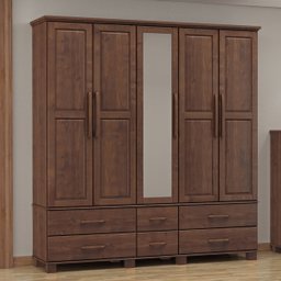 Guarda-roupa Bipartido 5 Portas 6 Gavetas Ouro Café Madeira Pinus - Finestra - 2 Guarda-roupa Bipartido 5 Portas 6 Gavetas Ouro Café Madeira Pinus - Finestra - 2