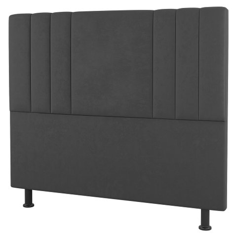 Cabeceira Cama Box Solteiro Grace 90cm Suede Cinza Escuro - Desk Design