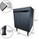 Ver imagem 4 de Tanque De Lavar Roupa Inox 46L Com Gabinete 2 Portas Grafite