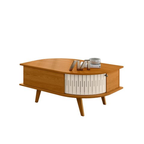 Mesa de Centro para Sala com 2 Portas Narvelli Cinamomo/off White M20 - D’Rossi