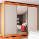 Ver imagem 1 de Guarda-roupa Casal Laguna 3 Portas 3 Gavetas 2,22 Metros com Espelho Naturale Tx/off White - Panoram