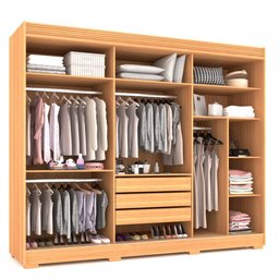 Guarda-roupa Casal Laguna 3 Portas 3 Gavetas 2,22 Metros com Espelho Naturale Tx/off White - Panoram - 5