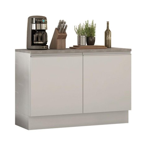 Balcão de Pia Armário de Cozinha 120 cm 2 Portas (Com Tampo) Branco Glamy Madesa