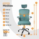 Ver imagem 5 de Cadeira Diretor Vegas Ergonômica Tela Mesh Apoio Lombar Apoio de Cabeça Braços Retráteis Base Cromada Giratória Suporta 120kg Verde e Branco