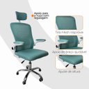 Ver mais imagens de Cadeira Diretor Vegas Ergonômica Tela Mesh Apoio Lombar Apoio de Cabeça Braços Retráteis Base Cromada Giratória Suporta 120kg Verde e Branco