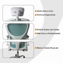 Ver imagem 7 de Cadeira Diretor Vegas Ergonômica Tela Mesh Apoio Lombar Apoio de Cabeça Braços Retráteis Base Cromada Giratória Suporta 120kg Verde e Branco