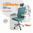 Ver imagem 4 de Cadeira Diretor Vegas Ergonômica Tela Mesh Apoio Lombar Apoio de Cabeça Braços Retráteis Base Cromada Giratória Suporta 120kg Verde e Branco