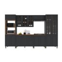 Ver imagem 2 de Cozinha Modulada 6 Peças Torre Quente Cristaleira 2 Balcão com Tampo e 2 Aéreos 100% MDF com Vidro