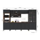 Ver imagem 3 de Cozinha Modulada 6 Peças Torre Quente Cristaleira 2 Balcão com Tampo e 2 Aéreos 100% MDF com Vidro