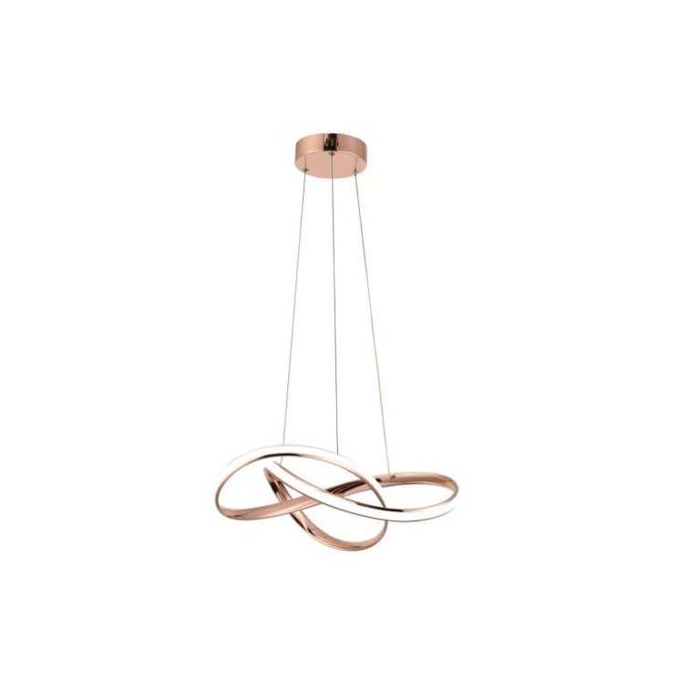 Lustre Pendente Marte 50cm 45w Rosé Gold Led Integrado 3 em 1