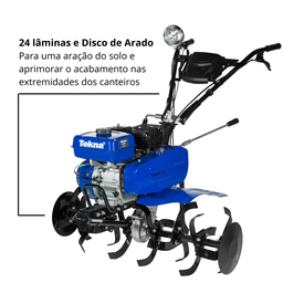Motocultivador Micro Trator Tratorito Tekna Tk90r a Gasolina 4t 7hp 212cc com 24 Lâminas Cultivadora - 4