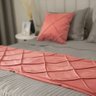 Peseira Drapeada Veludo Luxo 2,15x0,50m Dupla Face cama casal Rosa Coral - 5