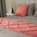 Ver imagem 5 de Peseira Drapeada Veludo Luxo 2,15x0,50m Dupla Face cama casal Rosa Coral