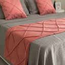 Ver imagem 2 de Peseira Drapeada Veludo Luxo 2,15x0,50m Dupla Face cama casal Rosa Coral