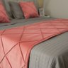 Peseira Drapeada Veludo Luxo 2,15x0,50m Dupla Face cama casal Rosa Coral - 3