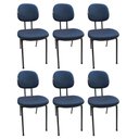 Ver imagem 1 de Kit 6 Cadeiras Secretária Pé Palito Estofada:azul com Preto/jserrano