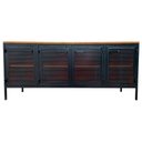 Ver imagem 3 de Rack Industrial com 4 Portas de Chapas de Ferro Cor Preta e Madeira Maciça Tonalidade Castanheira