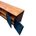 Ver imagem 4 de Rack Industrial com 4 Portas de Chapas de Ferro Cor Preta e Madeira Maciça Tonalidade Castanheira