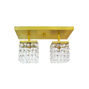Lustre Teto Cristal Dourado Retangular Lumi Golden Leds