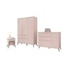 Quarto Bebê Cômoda Guarda Roupa Mesa De Apoio Rosê - 1