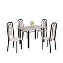 Ver imagem 2 de Conjunto para Sala de Jantar com 1 Mesa Granito e 4 Cadeiras Lara Preto/Bege