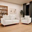 Ver imagem 1 de Kit Sofá 2 Lugares e 1 Poltrona Luxo Moderno Sala de Estar Bouclé Samuel