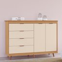 Ver imagem 1 de Cômoda Valentina 100% Mdf Tuboarte com 4 Gavetas 2 Portas e Kit de Pés Estilo Retrô