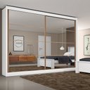 Ver imagem 1 de Guarda Roupa Casal Espelhado 2 Portas 6 Gavetas - Sevilha-branco Acetinado - Made Marcs