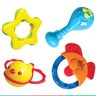 Conjunto Chocalhos Infantil Para Bebê +3 Meses Com 4 Brinquedos Com Formas e Texturas Diferentes - C - 6