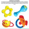 Conjunto Chocalhos Infantil Para Bebê +3 Meses Com 4 Brinquedos Com Formas e Texturas Diferentes - C - 2